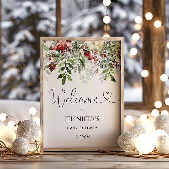 Poster baby shower à feuillage persistant (Créateur téléchargé)