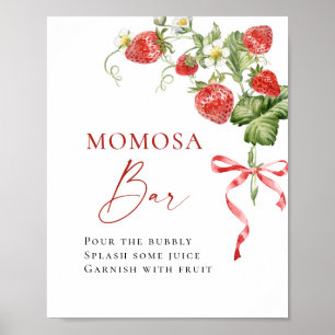 Poster Baby shower à fraises à la mode Meadow MOMOSA Bar
