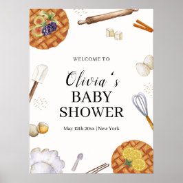 Poster Baby shower à tarte Rustique Cutie Accueil