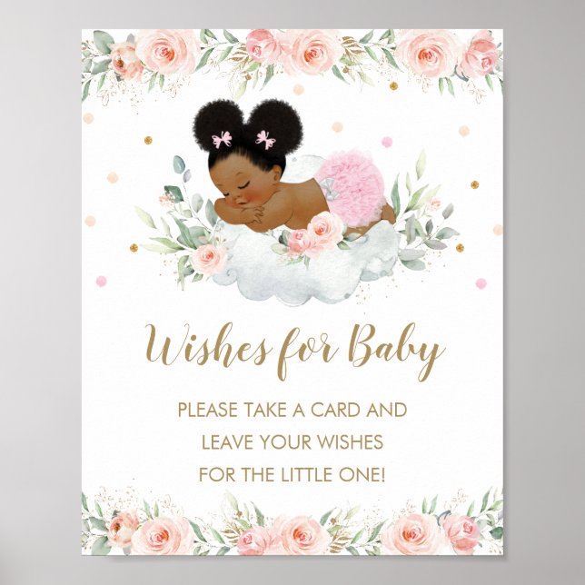 Poster Baby shower afro africain mignon souhaits pour béb (Devant)
