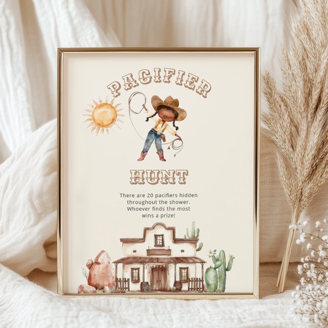 Poster Baby shower Afro Cowgirl Ranch chasse pacifique (Créateur téléchargé)