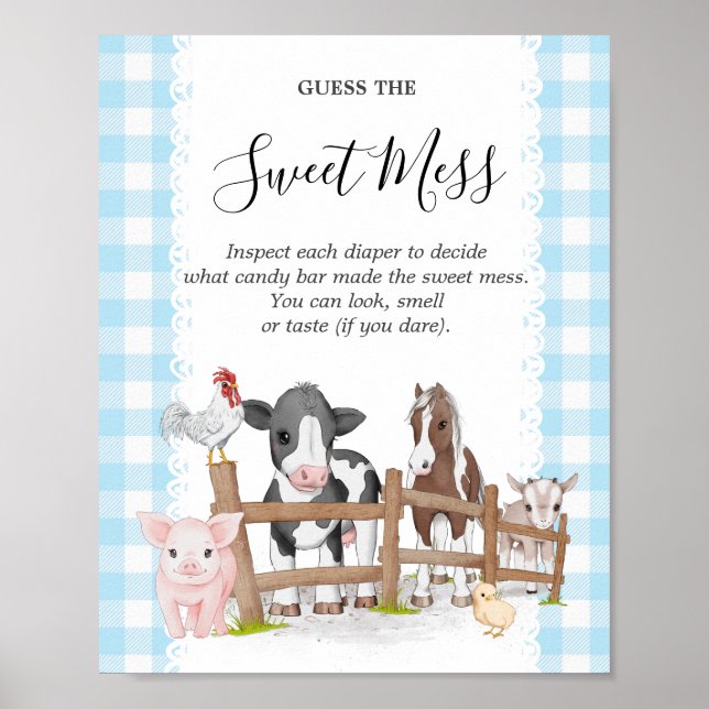 Poster Baby shower Agricole Devinez Le Mess Doux (Devant)