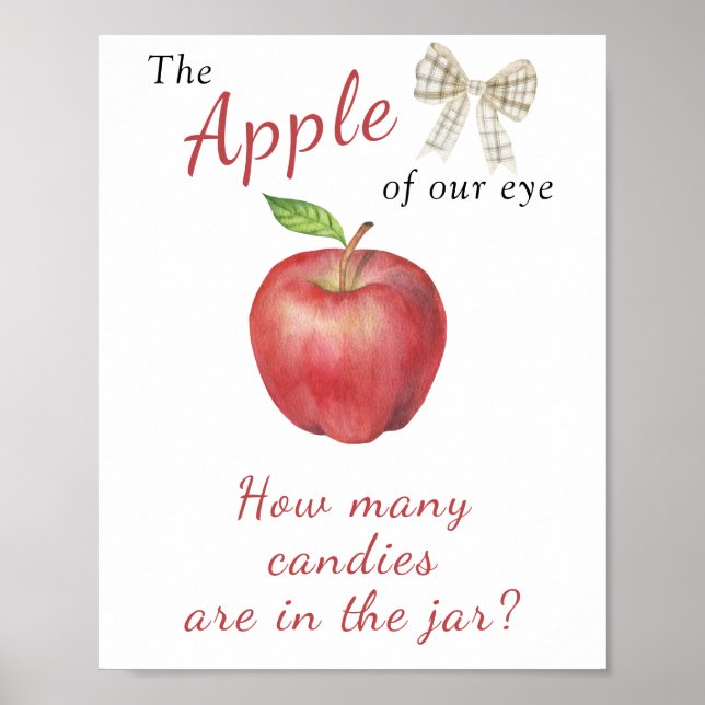 Poster Baby shower Apple - devinez combien de bonbons dan (Devant)