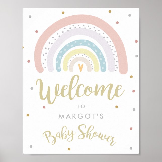 Poster Baby shower arc-en-ciel Accueil neutre pour les fe (Devant)