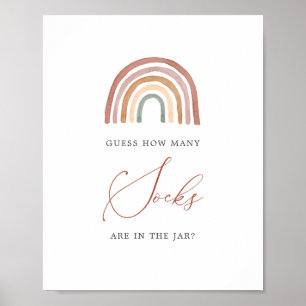Poster Baby shower arc-en-ciel Devine combien de chausset