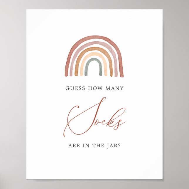 Poster Baby shower arc-en-ciel Devine combien de chausset (Devant)