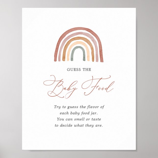 Poster Baby shower Arc-en-ciel Devine Le Panneau Alimenta (Devant)