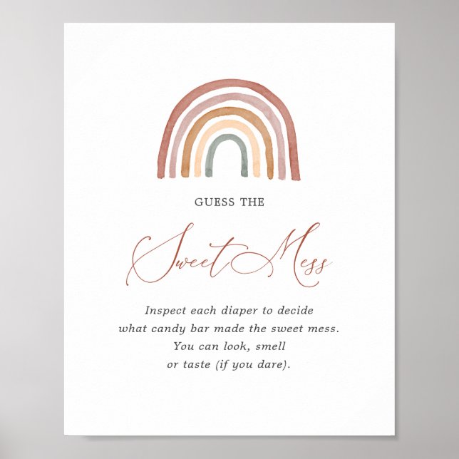 Poster Baby shower Arc-En-Ciel Devine Le Signe Doux Mess (Devant)