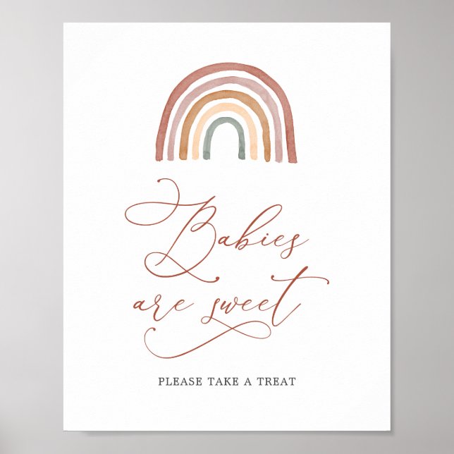 Poster Baby shower arc-en-ciel Les bébés sont signe doux (Devant)