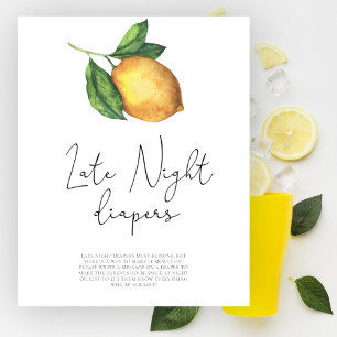 Poster Baby shower au citron Jeu de couches de nuit tardi
