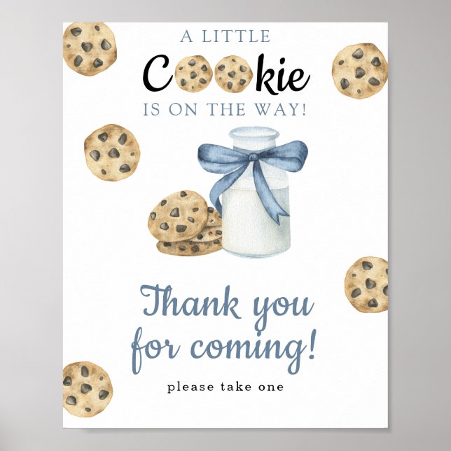 Poster Baby shower au lait et aux biscuits - Merci (Devant)