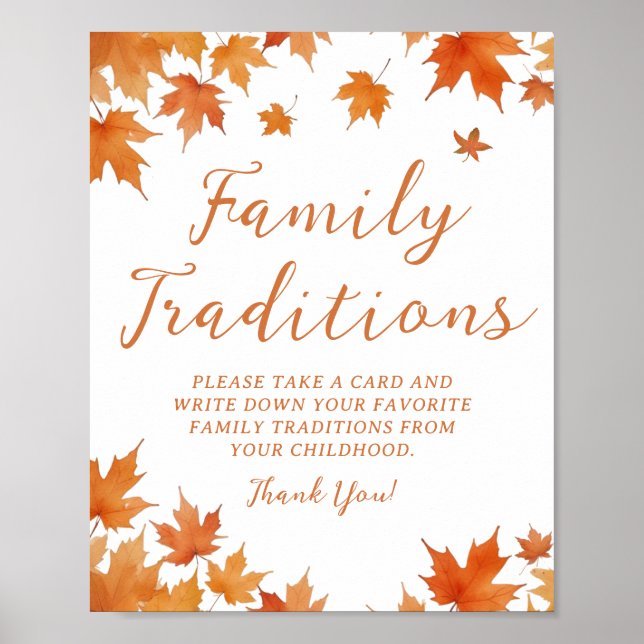 Poster Baby shower Automne Famille Traditions Jeu (Devant)