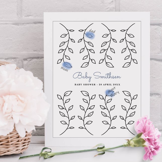 Poster Baby shower Autre livre d'invité Floral (Créateur téléchargé)