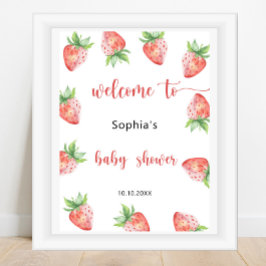Poster Baby shower aux fraises