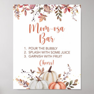 Poster Baby shower bar Fall Mom-osa Signet Citrouille d'a