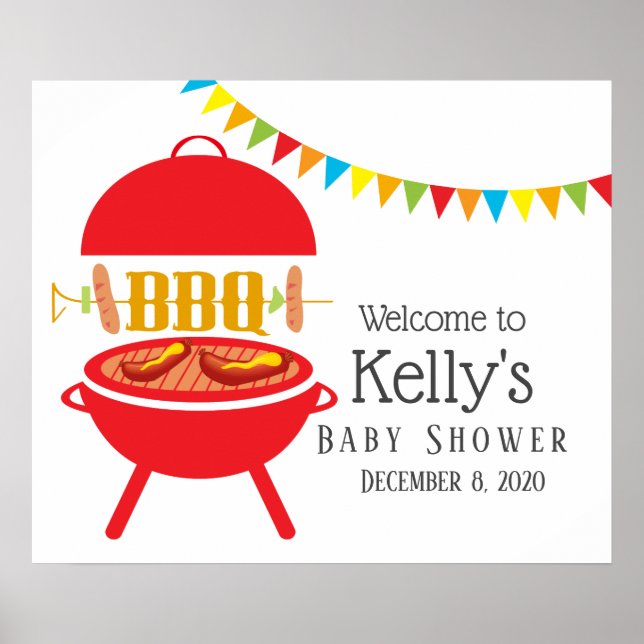Poster baby shower barbecue, barbecue, barbecue grill bar (Devant)