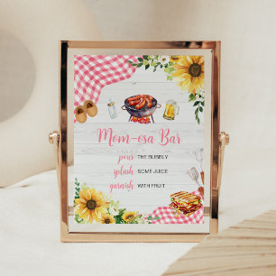 Poster Baby shower BBQ Tournesol Rose Maman Osa Bar