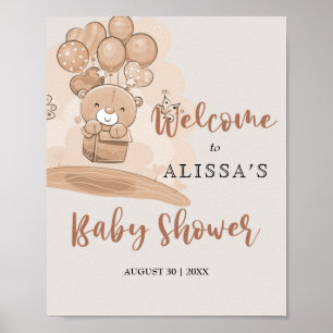 Poster Baby shower Bearly Wait Bienvenue