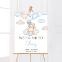 Baby shower Bébé Bear Bleu Bienvenue