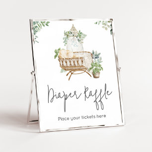 Poster Baby shower bébé Boho Lavette  Raffle