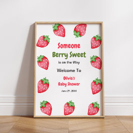 Poster Baby shower Berry Sweet Strawberry Bienvenue