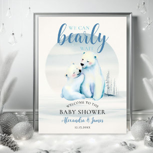 Poster Baby Shower Bienvenue Ourson Polaire Garçon Attend