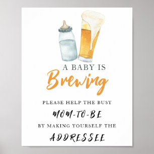 Poster Baby-shower bière - Aider la future maman débordée