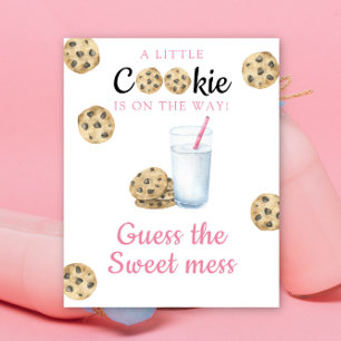 Poster Baby shower biscuits & lait Devinez le doux gâchis