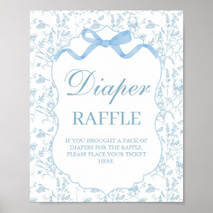 Poster Baby shower Bleu Bow Boy Panneau de couche