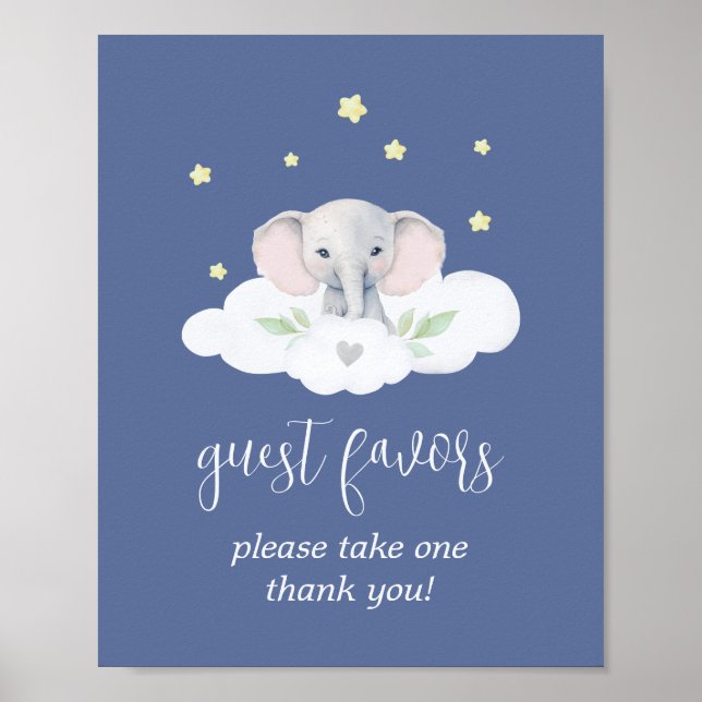 Poster Baby shower Bleu Petite Arachide Faveurs Signale D (Devant)