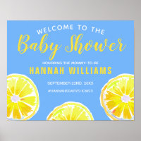 Baby shower bleu tranche citron Bienvenue