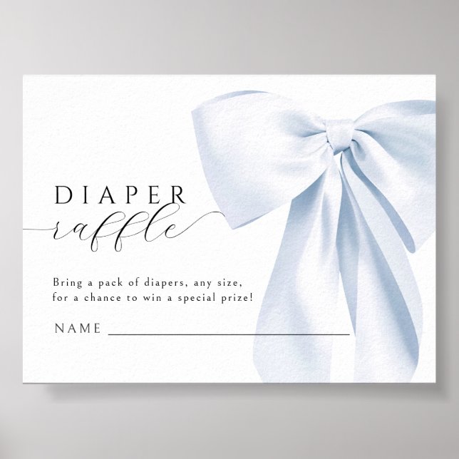 Poster Baby shower Blue Bow Téléchargement instantané (Devant)