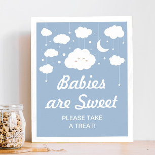 Poster Baby shower Blue Cloud Favoriser