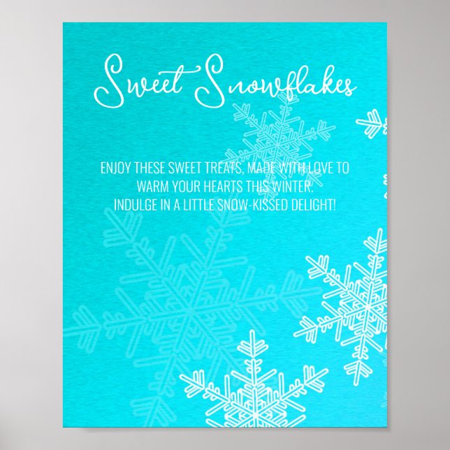 Poster Baby shower Blue Snowflakes Traitements Panneau de (Devant)