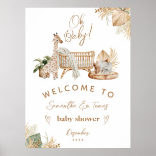 Poster Baby Shower Bohème Moderne Mixte