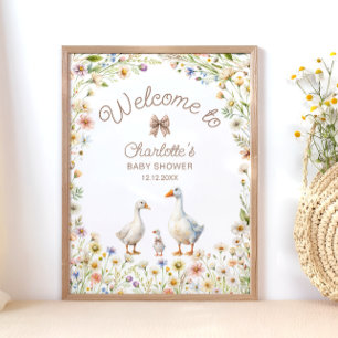 Poster Baby shower Boho Fleur sauvage Goose Bienvenue