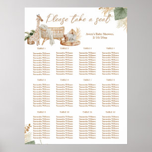 Poster Baby shower boho moderne mixte