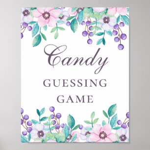Poster Baby shower bonbon jeu de devinette. Devinez combi