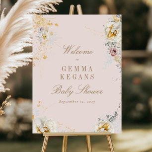 Poster baby shower botanique lunique signe de bienvenue