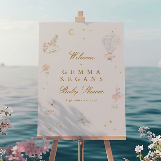 Poster baby shower botanique lunique signe de bienvenue (Créateur téléchargé)