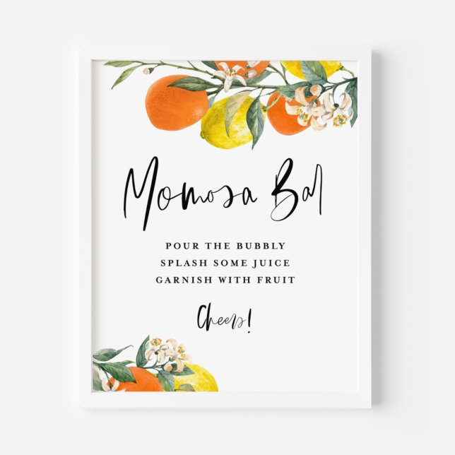 Poster Baby shower Botanique Orange et Lemon Momosa Bar (Créateur téléchargé)