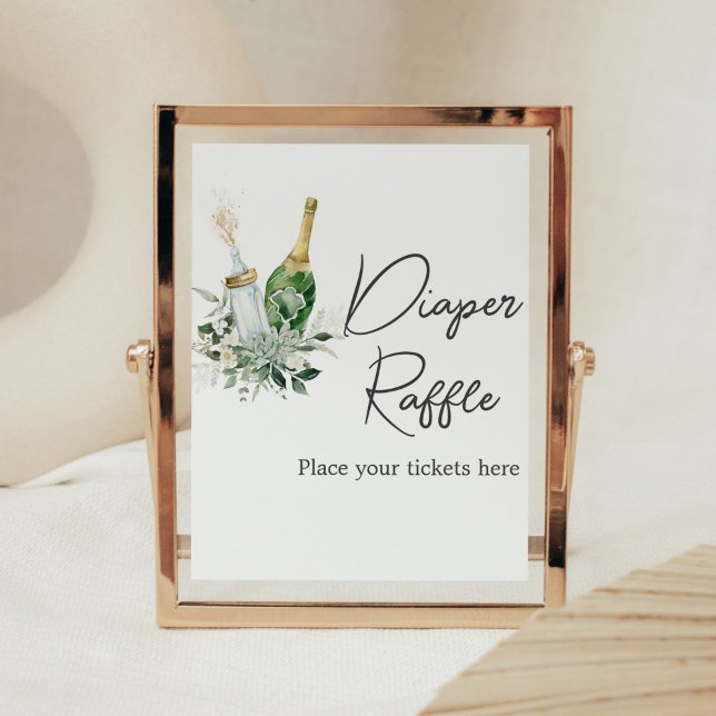 Poster Baby shower Bouteilles de Poppin Raffle de couches (Poppin' Baby Bottles Baby Shower Diaper Raffle Sign)