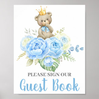 Poster Baby shower Boy Bear Guest Book