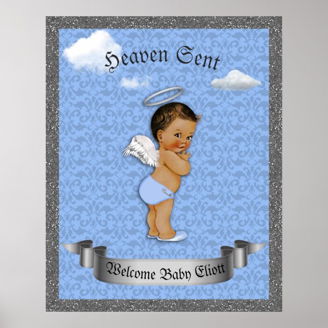Poster Baby Shower Boy, Prince Junge, blau, 16x20 (Vorne)