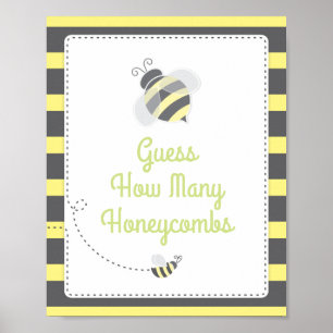 Poster Baby shower Bumblebee Devinez Combien De Jeu Signa