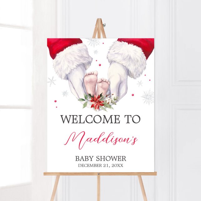 Poster Baby shower cadeau de Noël le plus grand (Santa Christmas Greatest Gift Baby Shower Welcome Sign)