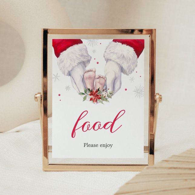 Poster Baby shower cadeau de Noël le plus grand (Santa Christmas Greatest Gift Baby Shower Food Sign)