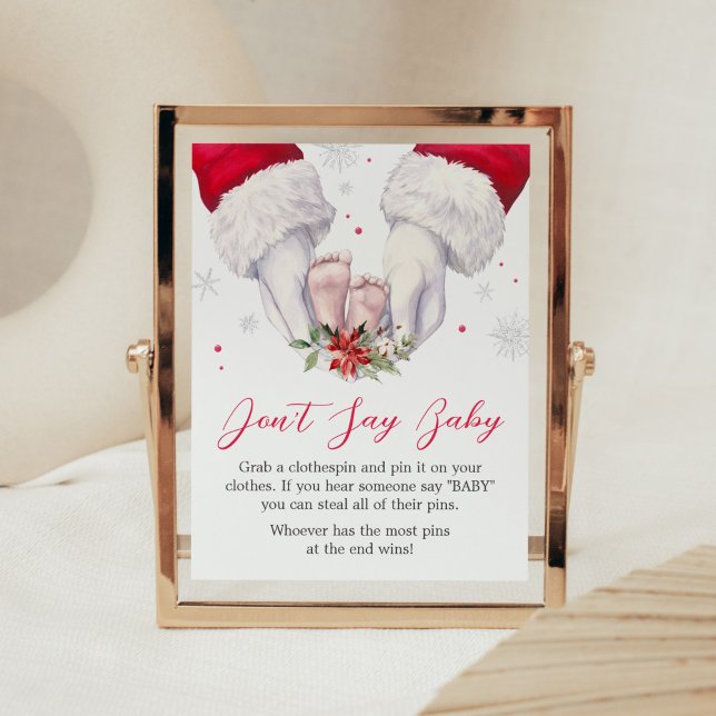 Poster Baby shower cadeau de Noël le plus grand Ne pas di (Santa Christmas Greatest Gift Baby Shower Don't Say Baby Sign)