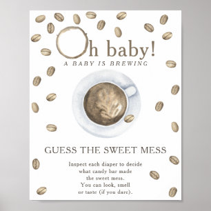 Poster Baby-shower café Devine le doux désordre