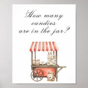 Poster Baby shower café - devinez combien de bonbons dans